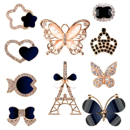 

Shoe Charms Fit for Clog Sandals Bling Charms for Clog Decoration Gift for Girl Women Party Birthday Favor Luxury Alloy with Shining Zircons 10PCS Golden