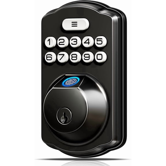 Veise Fingerprint Door Lock, Keyless Entry Smart Lock, Electronic Keypad Deadbolt Lock, Easy Install, Matte Black