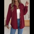 thumbnail image 4 of Camisa de Punto para Mujer, de Otoño, de Corta, de , de Larga, con Botones Vino Tinto M, 4 of 9