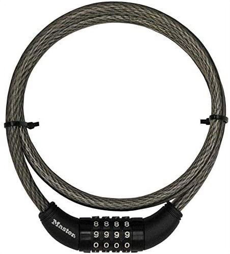 LOCK Master Bike Cable with Combination Barrel, 5 Feet Long Pack of 2 with Protective Vinyl Coating That Protects Against Scratches