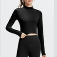 thumbnail image 2 of Workout Shirts for Women Long Sleeve, Workout Tops for Women, Quick Dry Gym Athletic Tops，Seamless Yoga Shirts Black S, 2 of 5