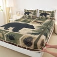 thumbnail image 3 of Homewish Woodland Animal Bear Twin Sheet Sets,Rustic Pine Cone Twin Fitted Sheet,Beige Black Green Flat Sheet For Men Women,Super Cozy Room Decor,3 Pieces, 3 of 7