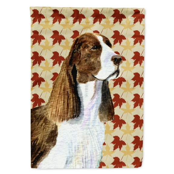 Carolines Treasures SS4343-FLAG-PARENT Springer Spaniel Fall Leaves Portrait Flag  multicolor