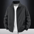 thumbnail image 2 of Danhjin Men's Fall Jackets Lapel Full Zipper Long Sleeve Stand Collar Winter Outerwear Solid Color Comfy Fashion Coats, 2 of 9