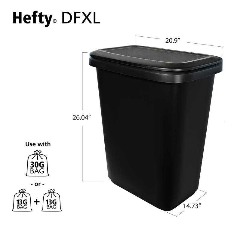 Hefty 20.4 Gal Black Dual Function XL Trash Can