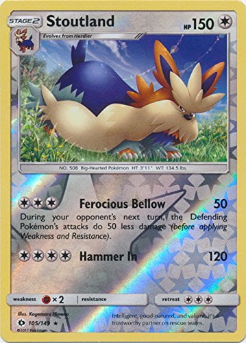 Stoutland 105 149 Rare Reverse Holo Pokemon Sun Moon Walmart Com Walmart Com