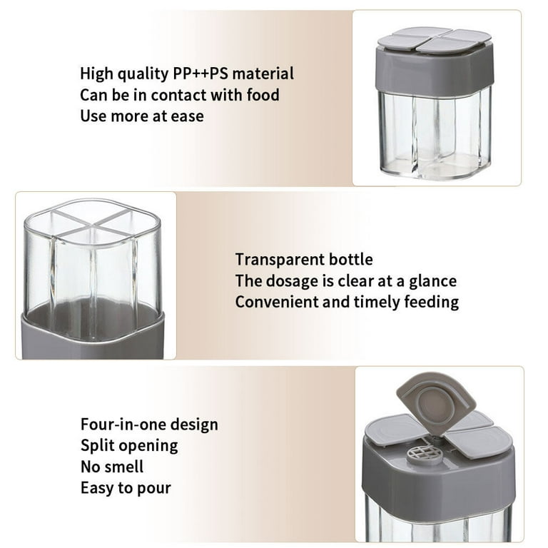 4Pcs Acacia Wood Cover Seasoning Jar Square Transparent Glass Bottles  Kitchen Storage Salt Spice Restaurant Sealing Cans