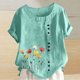 thumbnail image 2 of Vestidos Casuales Para Mujer, Blusas De Mujer De Moda Camiseta informal de verano con cuello redondo, manga corta y botones estampados para mujer, 2 of 4