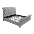 thumbnail image 3 of Benjara Magnolia King Size Bed- Tufted Upholstered Rolled Top Headboard- Gray, 3 of 6
