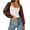 Brown, variant on Long Sleeve Open Front Women's Bolero Shrug Sweater Knitted Cropped Cardigan Y2K Tops