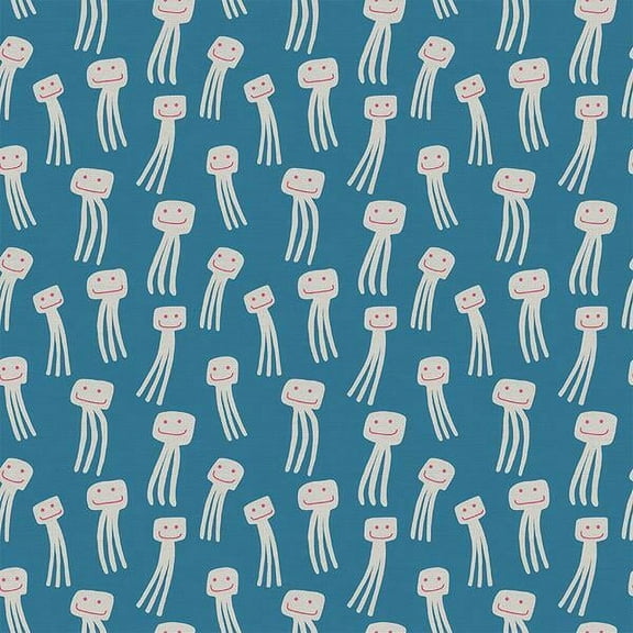 Blue octopus kids cotton fabric, Paintbrush Studio Animal Kingdom, Sold by the Quarter Yard