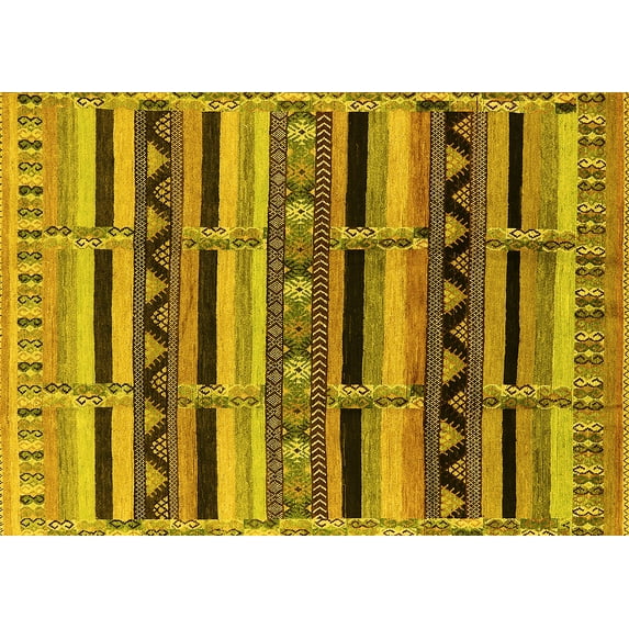 Ahgly Company Indoor Rectangle Solid Yellow Modern Area Rugs, 5' x 8'