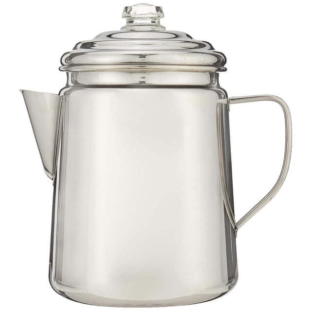 Cafetera Percoladora de Acero Inoxidable Coleman 12 Tazas Ligera para Camping