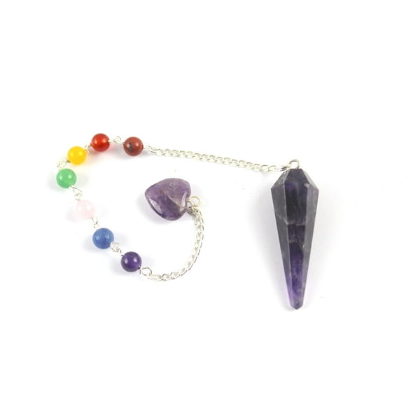 Amethyst Pendule - Jet Chaîne de Chakra en Cristal de Guérison Pendule Décoratif Agate Dowsing Chakra Équilibrant 2 Pouces de Long