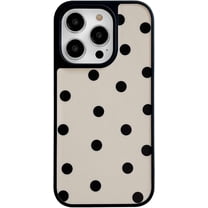 Cute Black Polka Dots Matte Phone Case Compatible with iPhone 14/13,Retro Classy Trendy Slim Sleek One Piece Girly Full Side Print Cover for iPhone 13/iPhone14 6.1" White