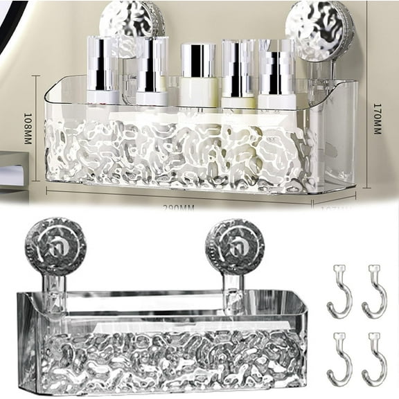 Firmstaunch Suction Cup Storage, Firmstaunch Wall Organizer, No-Punch Large Suction Cup Bathroom Cosmetic Storage Box, Large Capacity and Strong Load Bearing