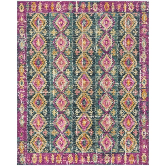 SAFAVIEH Madison Mary Geometric Area Rug, Fuchsia/Blue, 4' x 6'