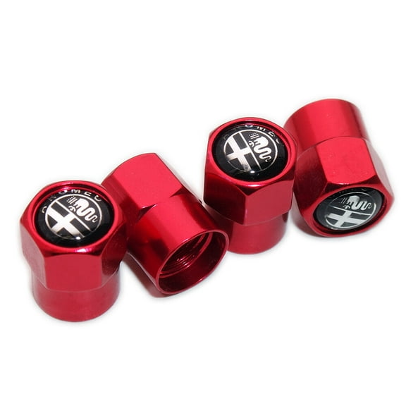 4pcs Hex Fit Alfa Car Wheels Tire Air Valve Caps Stem Dust Cover Decor Red