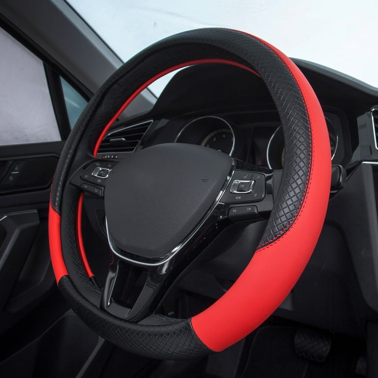 Steering wheel cover, steering wheel cover, steering wheel protector,  steering wheel cover, red and black
