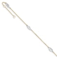 thumbnail image 1 of 14k Two Tone Gold Leaf 9 Inch Plus 1 Anklet Ankle Bracelet Flower Gardening, 1 of 7