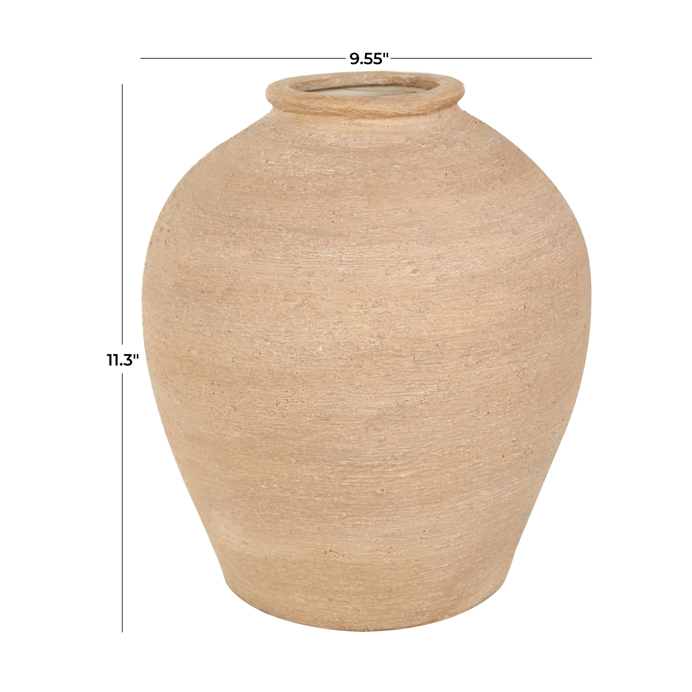 DecMode 11" Wide Textured Beige Porcelain Ceramic Vase