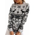 thumbnail image 1 of Suéter navideño de cuello alto para mujer, suéter de punto con estampado de alce, jersey informal de manga larga, tops de invierno, 1 of 5