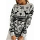 thumbnail image 1 of Suéter navideño de cuello alto para mujer, suéter de punto con estampado de alce, jersey informal de manga larga, tops de invierno, 1 of 5