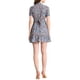 thumbnail image 3 of Vestido de verano elegante de manga corta con flores para mujer, por encima de la rodilla, L, azul polvo, 3 of 7