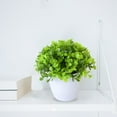 thumbnail image 3 of Artificial Bonsai Tree - Small Potted for Indoor Decor, Realistic Desktop Miniascape with Green Grass and Bamboo Leaves for Home, Office, and Table Centerpieces, 3 of 5