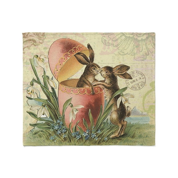 CafePress - Vintage French Easter Bunnies In Egg Throw Blanket - Soft Fleece Throw Blanket, 50"x60" for All Ages