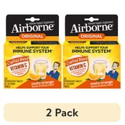 (2 pack) Airborne 1000mg Vitamin C Immune Support Effervescent Tablets, Zesty Orange, 20 Count