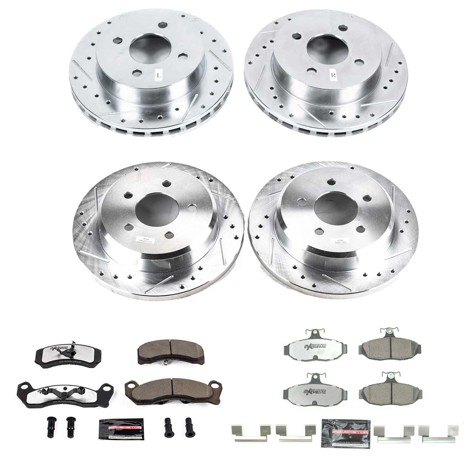 PowerStop Front and Rear Z26 Street Warrior Carbon-Fiber Ceramic Brake Pad and Drilled and Slotted Rotor Kit Fits: FORD Select Models K2899-26