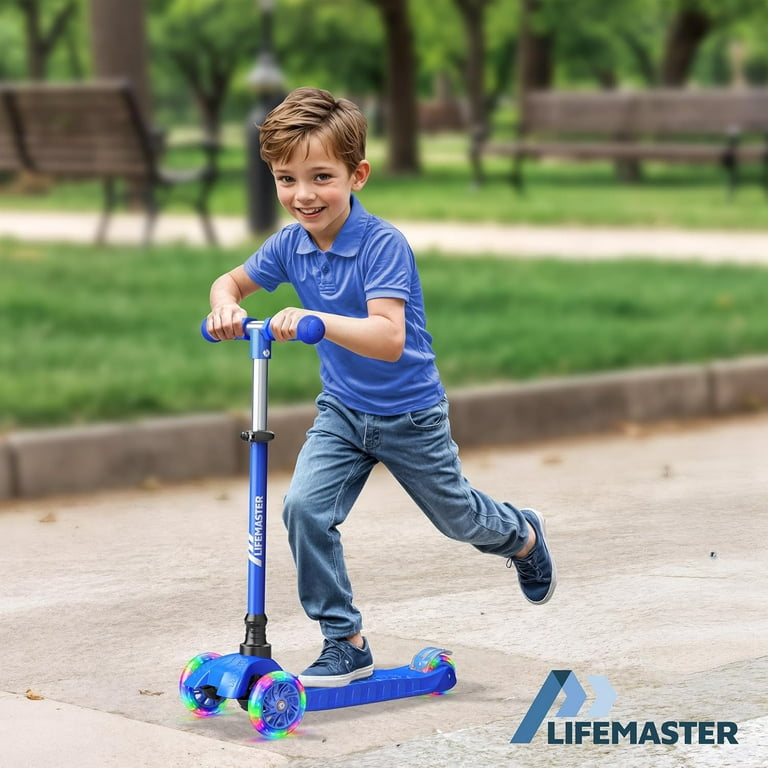 Lifemaster Mini 3-Wheel Kids Scooter with Multi-Color Wheel Lights