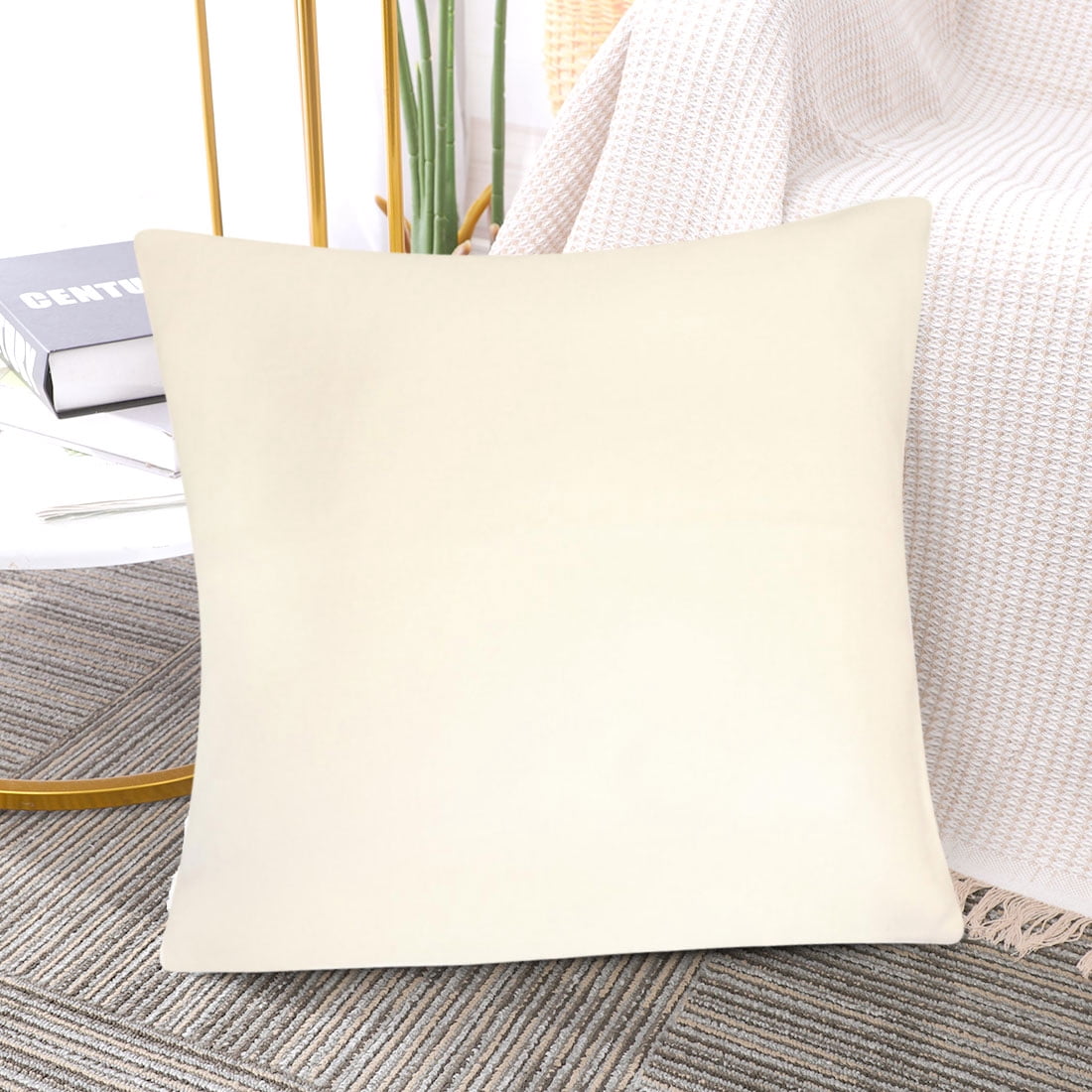Unique Bargains 80/20 Viscose Velvet Soft Throw Pillowcases, Square 18" x 18", Eco