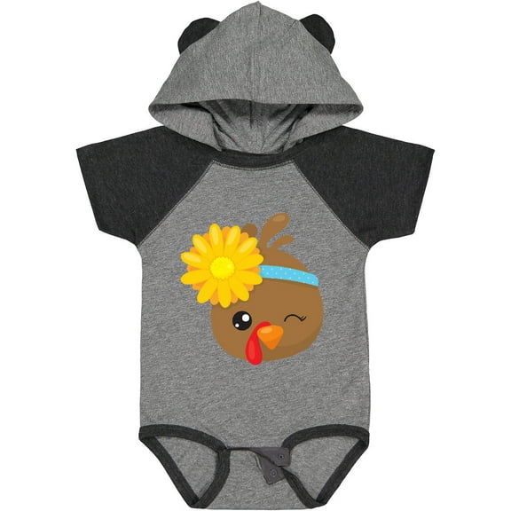 Inktastic Thanksgiving Turkey, Turkey With Sunflower Boys or Girls Baby Bodysuit