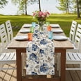 thumbnail image 3 of Blue Gray Spring Floral Short Table Runner 36 Inches Long, Vintage Botanical Cotton Linen Table Runners Dresser Scarves, Fabric Tabletop Scarf Furniture Cover for Home Dinner Party Decor 13"x36", 3 of 8