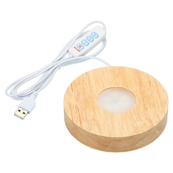 Uxcell 4" Wooden LED Light Base Light Display Base Stand for 3D Crystal Glass Aroma Stone, 3 Color Light