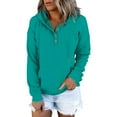 thumbnail image 2 of Baqcunre Womens Hoodies Women'S Solid Color Fashion Casual Button Drawstring Pocket Long Sleeve Sweater Sweaters For Women Womens Fall Fashion 2023 Mint Green XL, 2 of 6