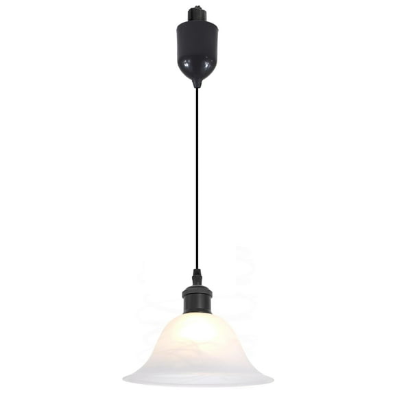 Kiven H-Type Track Lighting Pendants Adjustable Height,Modern h Track Pendant Lights with Alabaster Glass Shade,Track Lighting Fixture for Kitchen Island Hallway, 1 Light(Black)