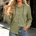 thumbnail image 7 of Ynynloco Women's 100%Cotton Hoodie Long Sleeve Jacket Button Drawstring Blouse Tops Casual Fall Winter Shirts, 7 of 7