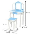 thumbnail image 2 of EasingRoom Kids' Vanity Set  Modern Dressing Table with 3 Mirrors Children's Furniture Princess Makeup Table, Blue, 2 of 9