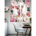 thumbnail image 4 of Spring Floral Pig Sheer Curtains 72 Inch Length 2 Panels Set - Light Filtering Window Treatments, Elegant Pink Botanical Rod Pocket Semi Curtains for Living Room/Bedroom/Kitchen Décor, 104"W x 72"L, 4 of 7