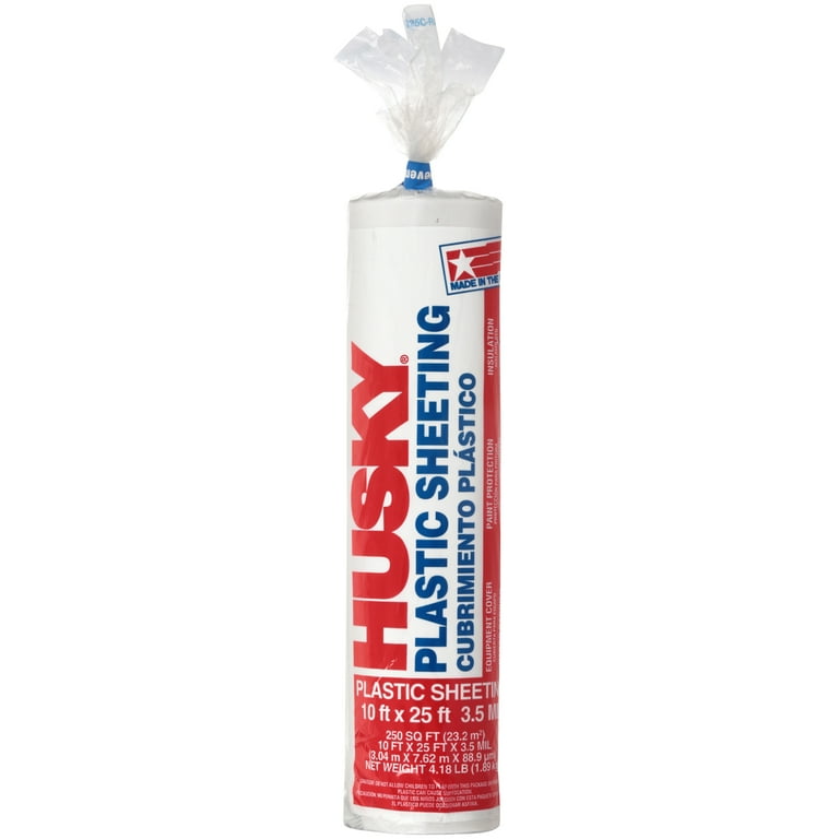 Husky 3.5 Mil Clear Polyethylene Sheeting, 10 foot by 25 foot Husky 3.5 Mil Clear Polyethylene Sheeting, 10 foot by 25 foot