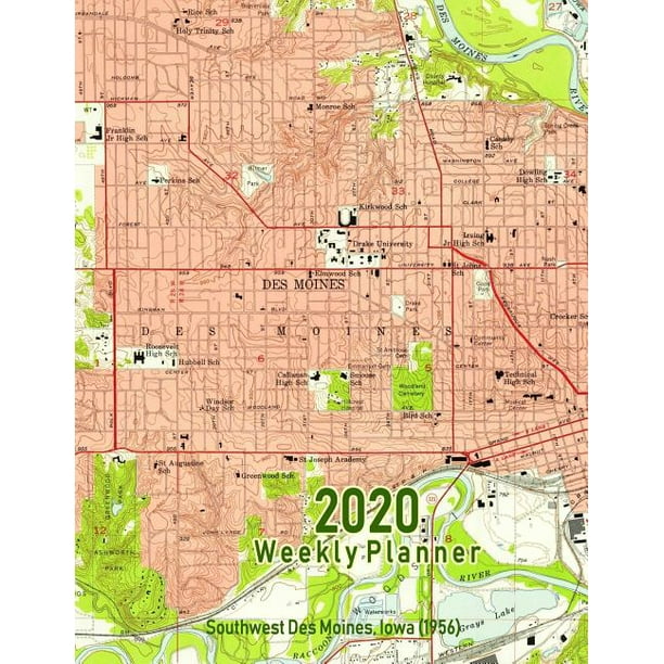 2020 Weekly Planner Southwest Des Moines, Iowa (1956) Vintage Topo