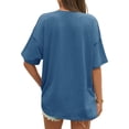thumbnail image 4 of Summer V Neck Women Short Sleeved Solid T Shirt Tops, 4 of 5