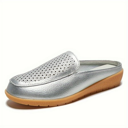 

Women s Comfortable Slip On Closed Toe Flat Slide Shoes Perforated Mules Breathable Outdoor Slides