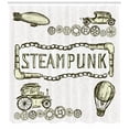 thumbnail image 3 of Ambesonne Vintage Shower Curtain, Sketch Old Car Balloon, 69"Wx84"L, Ivory Dark Olive Green, 3 of 3