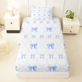 thumbnail image 3 of Manfei Blue Ribbon Bowknot Twin Sheet Sets 3pcs for Kids Teens,Kawaii Bow Plaid Bedding for Girls,Breathable Home Decor, 3 of 5