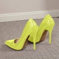 thumbnail image 6 of Women Patent Leather Pointed Toe Stiletto Pumps, Slip On High Heel Dress Shoes, Classic Solid Color Slim Heel formal Heels for Wedding Party office Green 7(40), 6 of 9