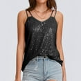 thumbnail image 5 of Luowei Sequin Tops for Women V Neck Tank Tops Sparkly Club Night Concert Outfits, Black, XL, 5 of 9